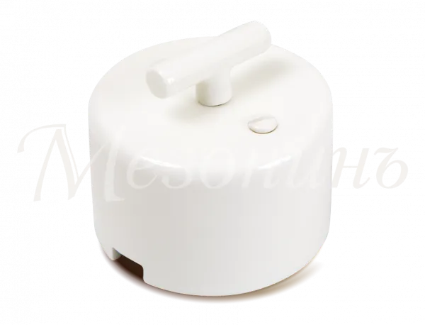 Выключатель ретро фарфоровый поворотный на четыре положения, коллекция "CILINDRO" цвет - белый,  ТМ 