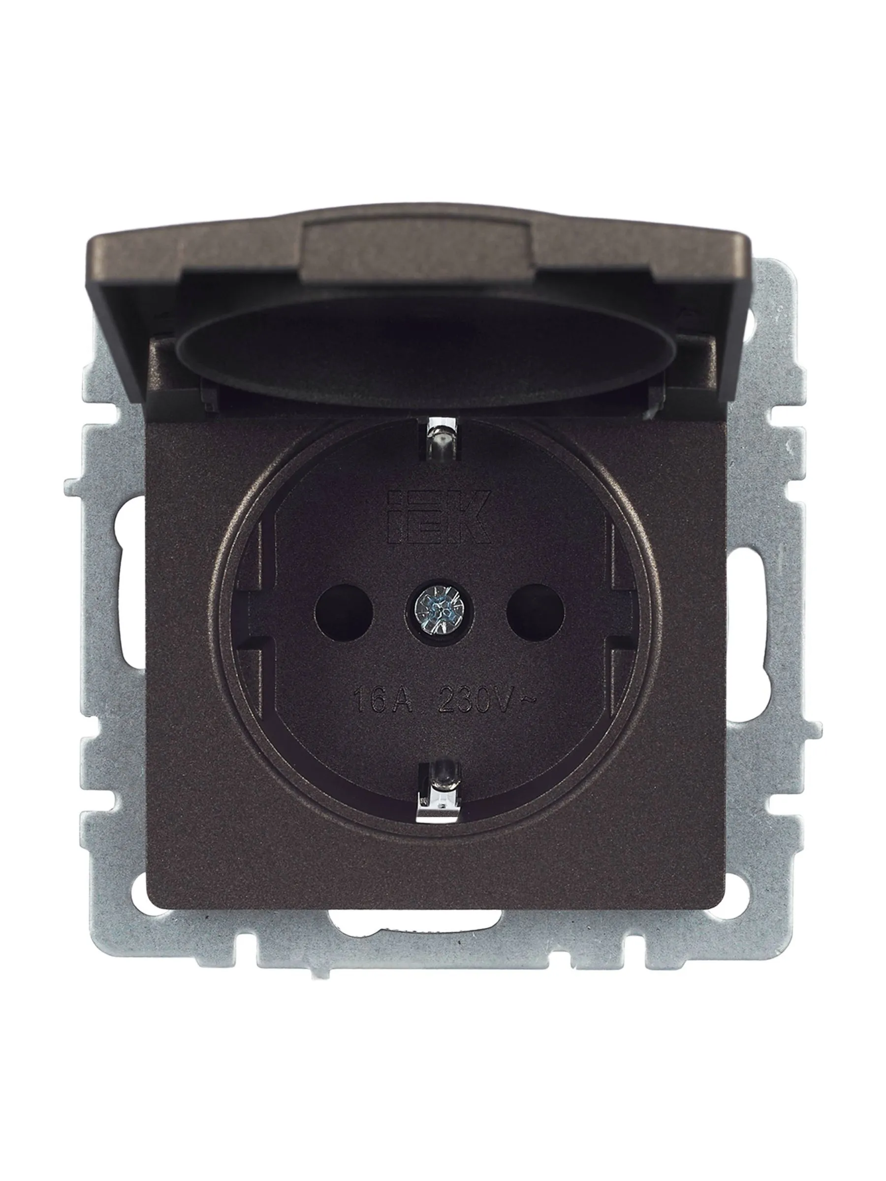 BRITE Розетка 1-местная с заземлением с защитными шторками и крышкой 16А IP20 РСбш10-3-БрТБ темная бронза IEK - Фото 7