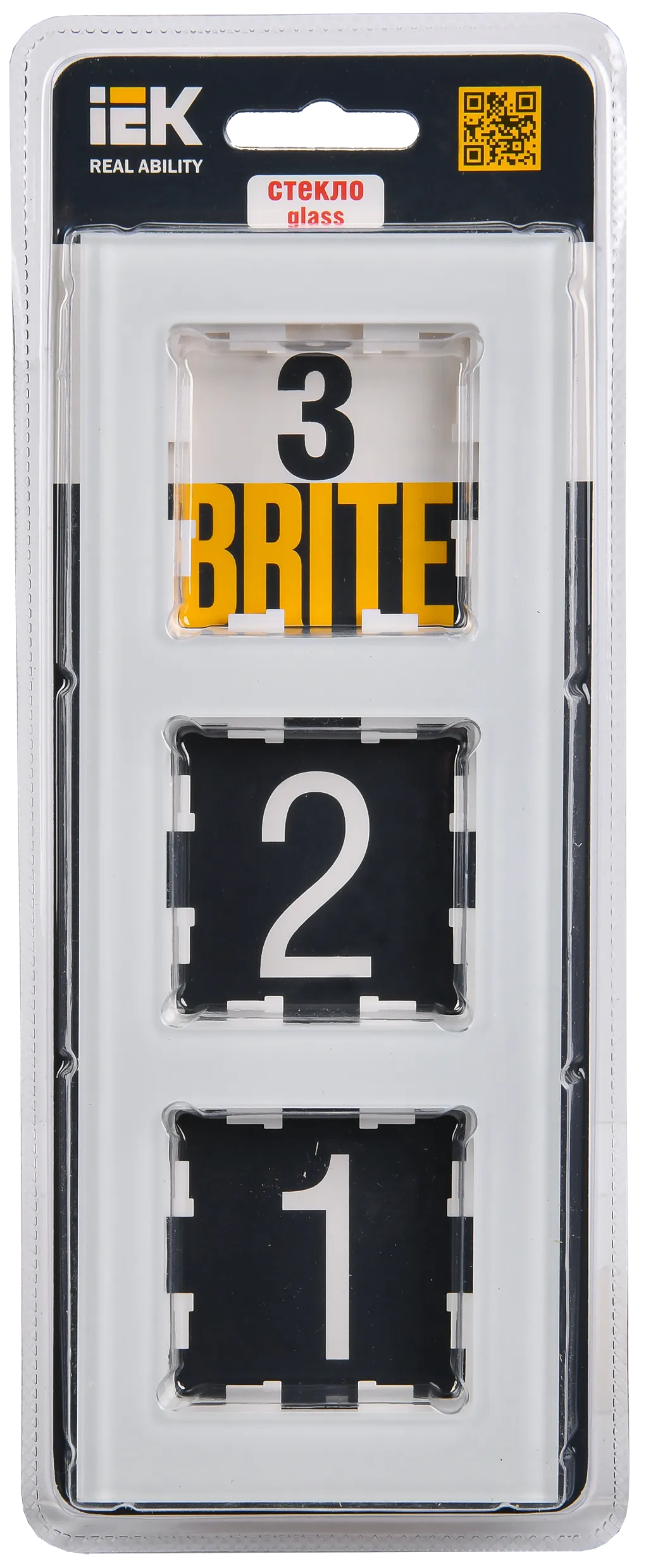 BRITE Рамка 3 -местная РУ-3-2-БрБ стекло белый IEK - Фото 2
