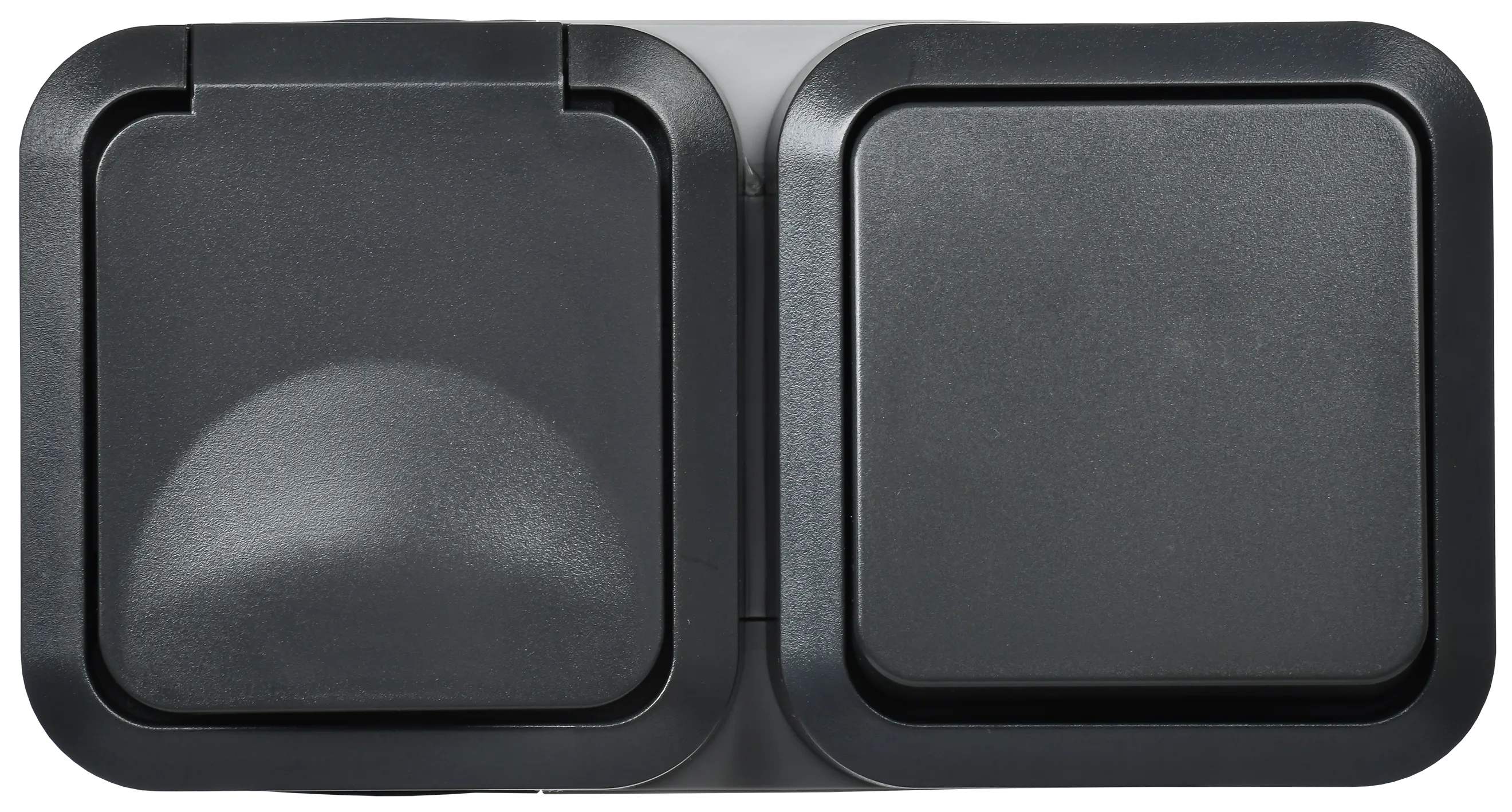 TORS Блок розетка + выключатель горизонтальный 16А IP55 TS142 графит IEK