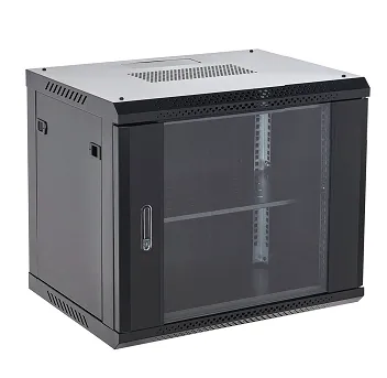 Настенный шкаф 19" 9U 600×600×501 (ШxГxВ), дверь стекло, металлическая задняя стенка, боковые съемные стенки, RAL 9005 REXANT