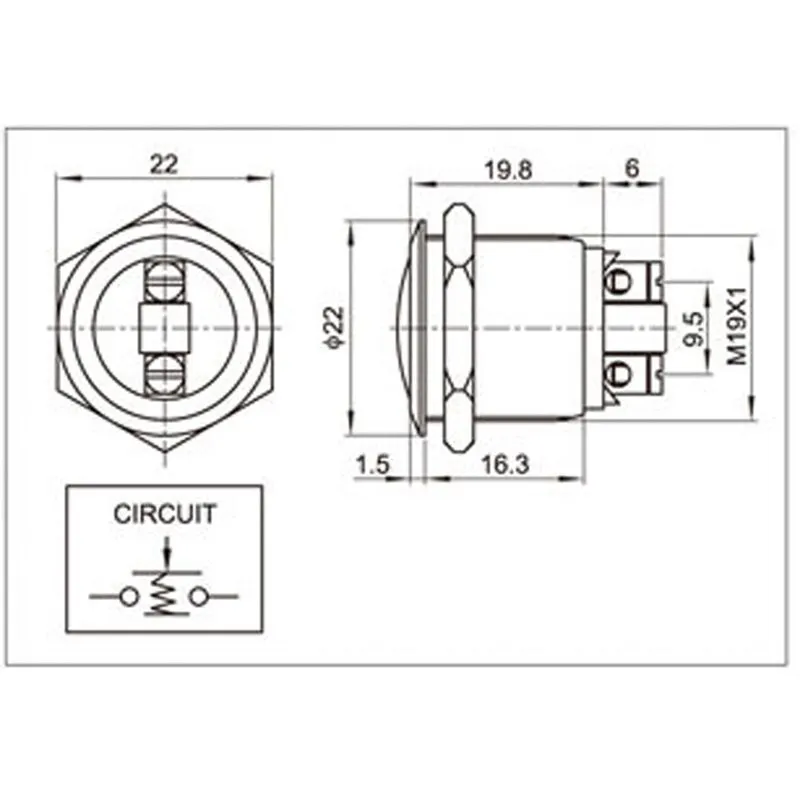 Кнопка антивандальная Ø19 Б/Фикс (2с винт) OFF-(ON) сфера (PBS-28В, A19-A2) REXANT - Фото 4