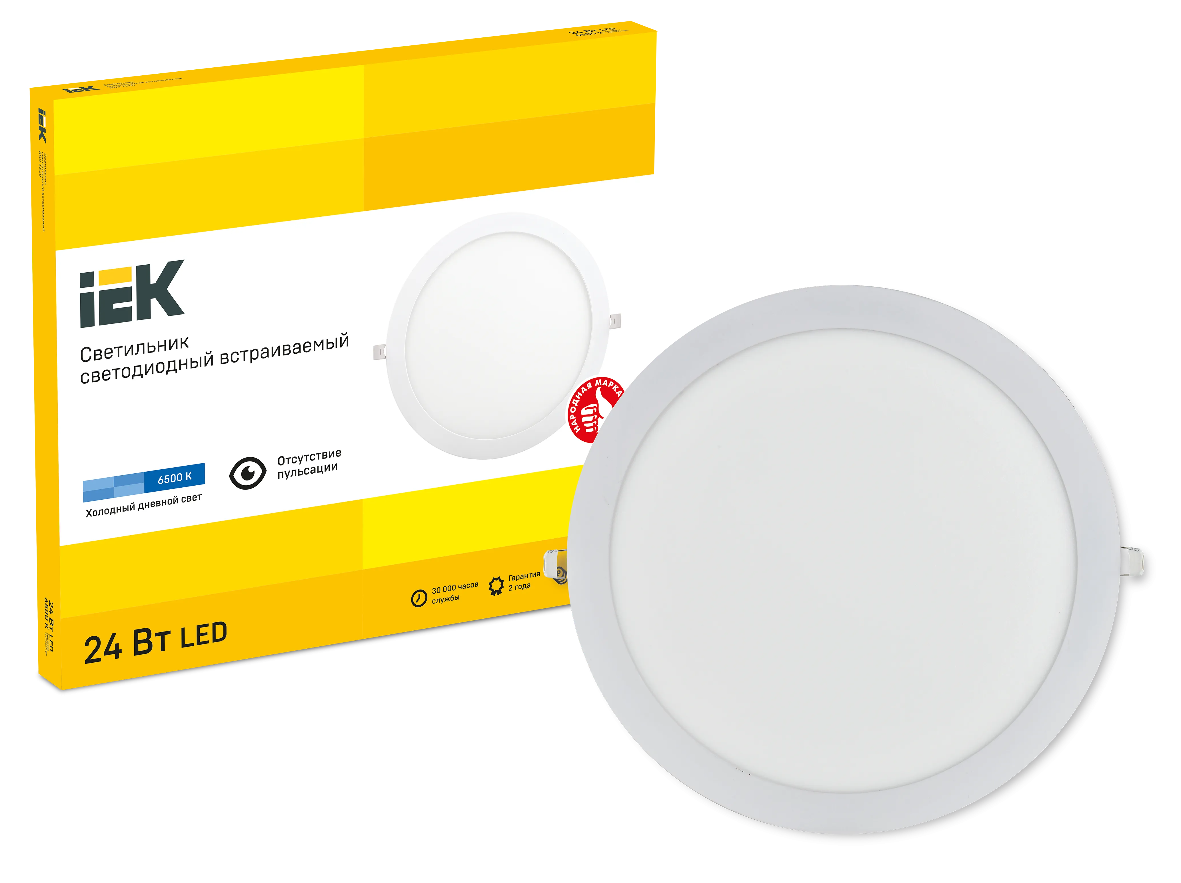 Светильник ДВО 1610 белый, круг LED 24Вт 6500 IP20 IEK - Фото 2