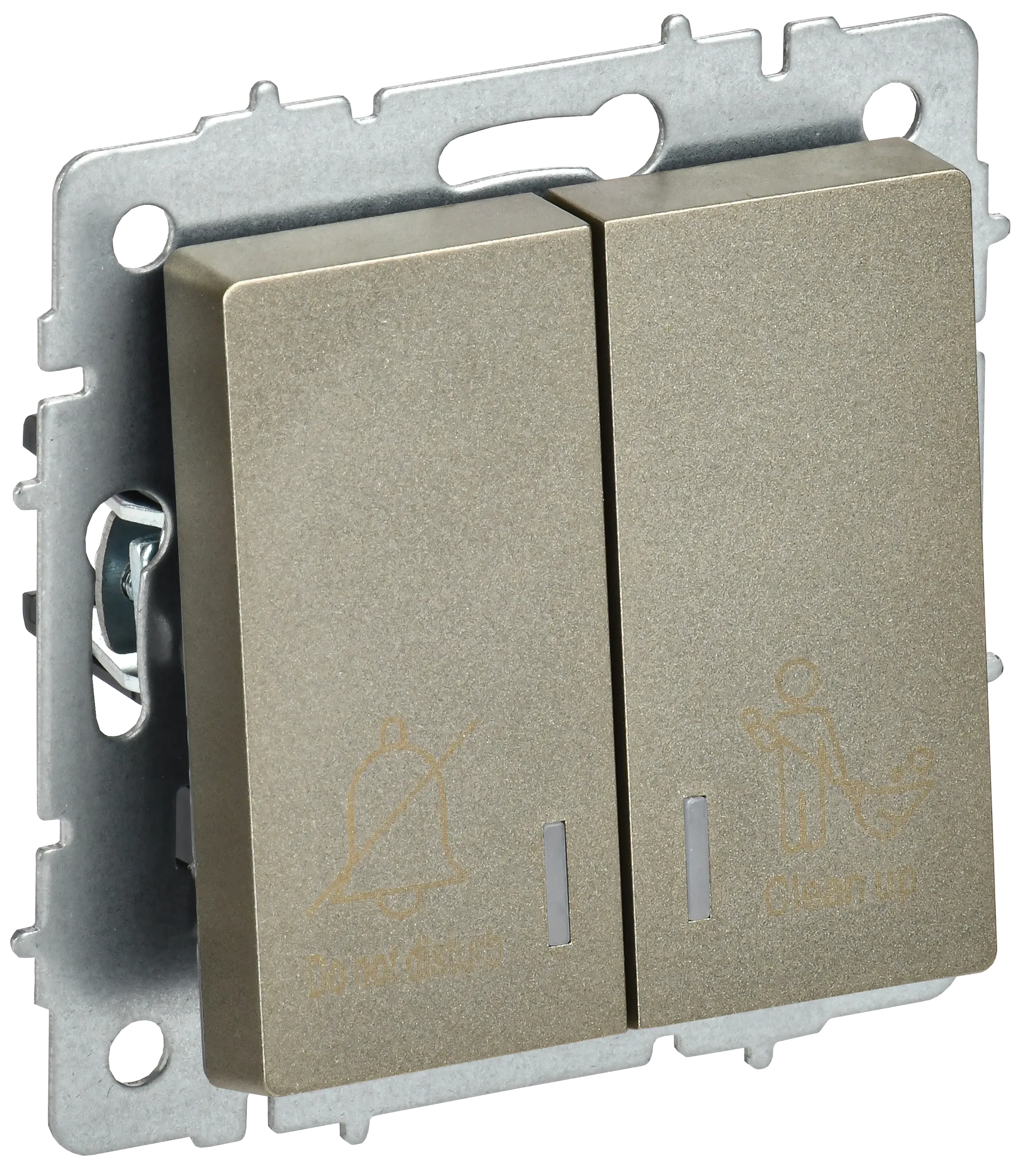 BRITE Выключатель 2-клавишный с индикацией для отелей 10А ВС10-2-9-БрШ шампань IEK BR-V20-2-10-K37