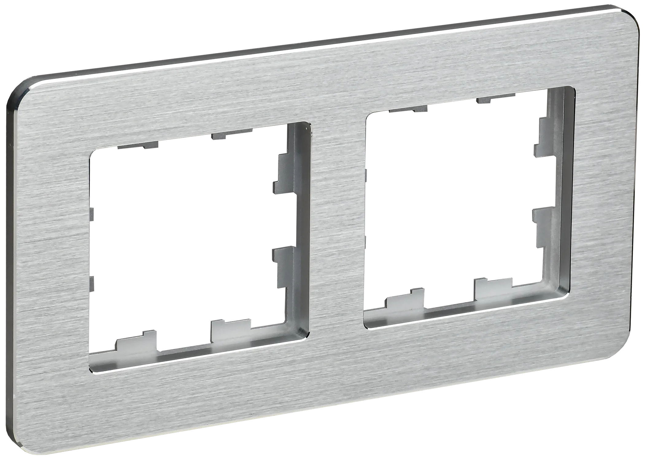 BRITE Рамка 2-местная РУ-2-1-Бр металл алюминий RE AL IEK