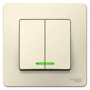 Выключатель 2-кл. СП Blanca 10А IP20 (сх. 5) 250В с подсветкой молочн. SE BLNVS010512 1210297