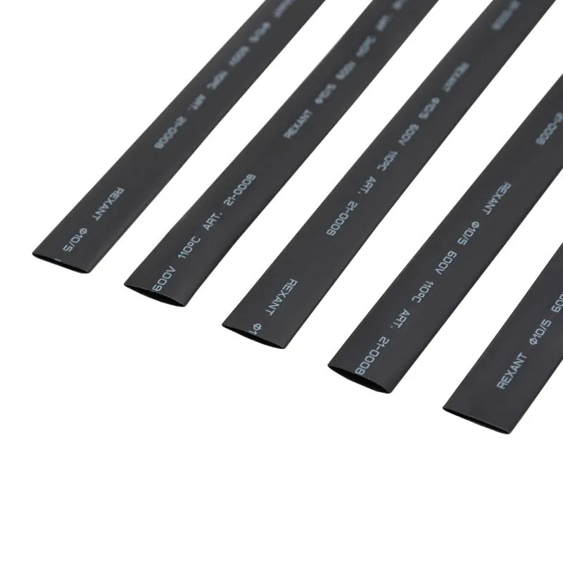 Трубка термоусаживаемая ТУТ нг 10,0/5,0мм, черная, упаковка 50 шт. по 1м REXANT - Фото 3