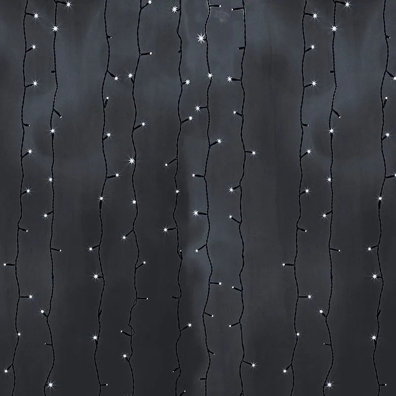 Гирлянда светодиодная Занавес 2х9м 2200 LED БЕЛЫЙ черный ПВХ IP65 эффект водопада 230В не соединяется блок в комплекте NEON-NIGHT