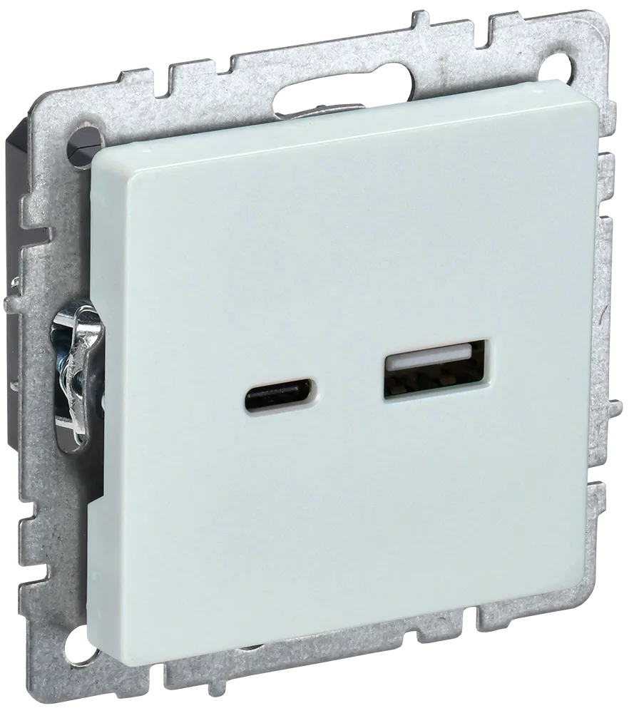 BRITE Розетка USB A+C 18Вт РЮ11-1-БрЖ жемчуг IEK