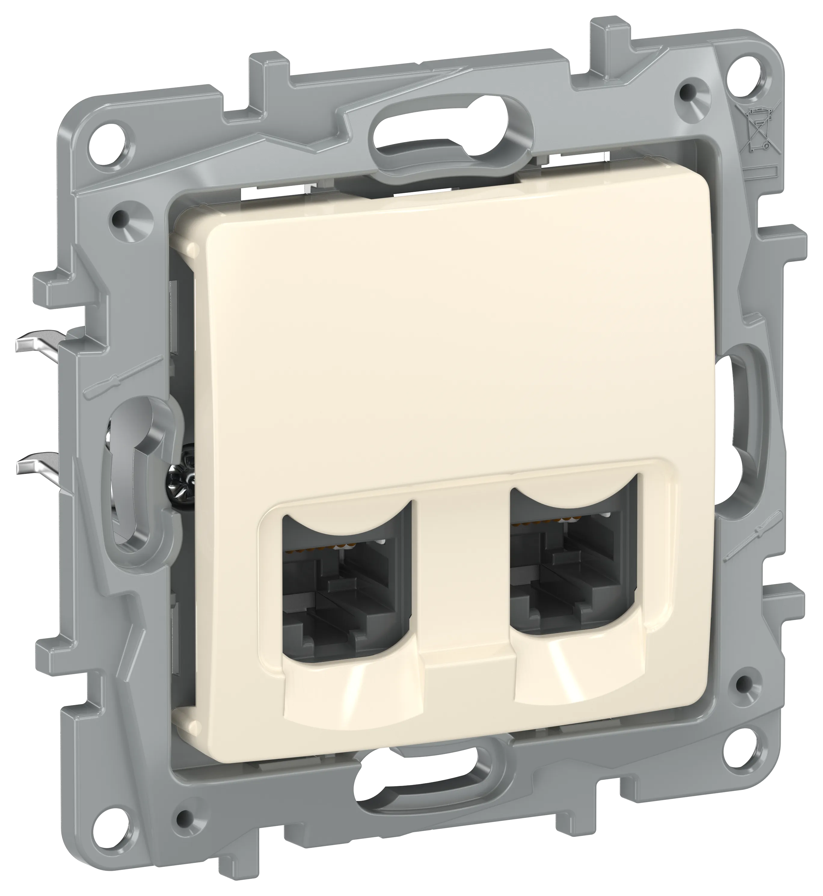 ETIKA Розетка компьютерная двойная RJ45 категория 5Е UTP слоновая кость 672355