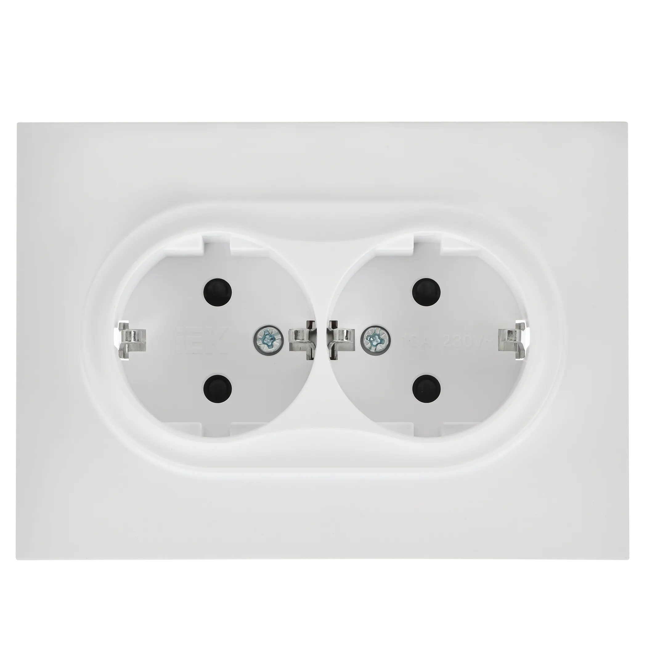 SKANDY Розетка 2-местная с заземлением с защитными шторками 16А в сборе SK-R07W арктический белый IEK - Фото 3