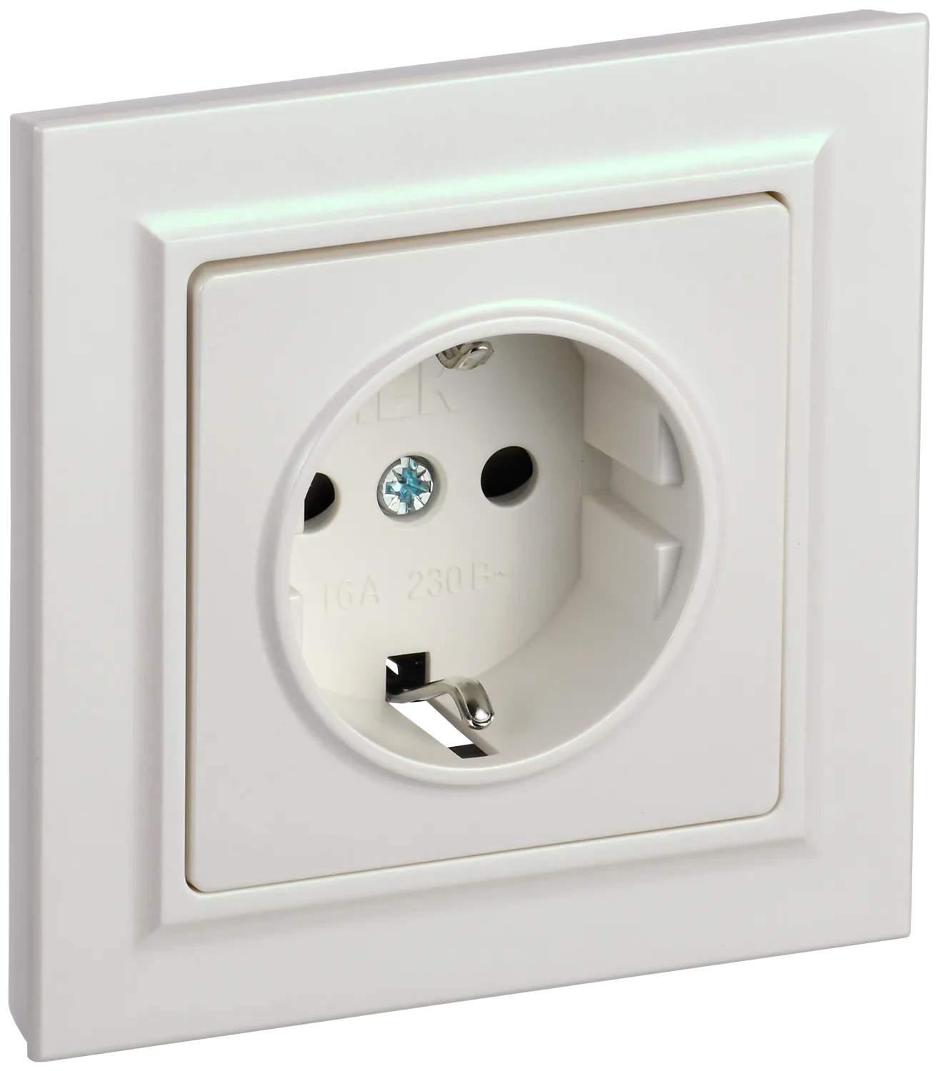 BRITE Розетка 1-местная с заземлением с защитными шторками 16А в сборе РСР14-1-0-БрЖ жемчуг IEK