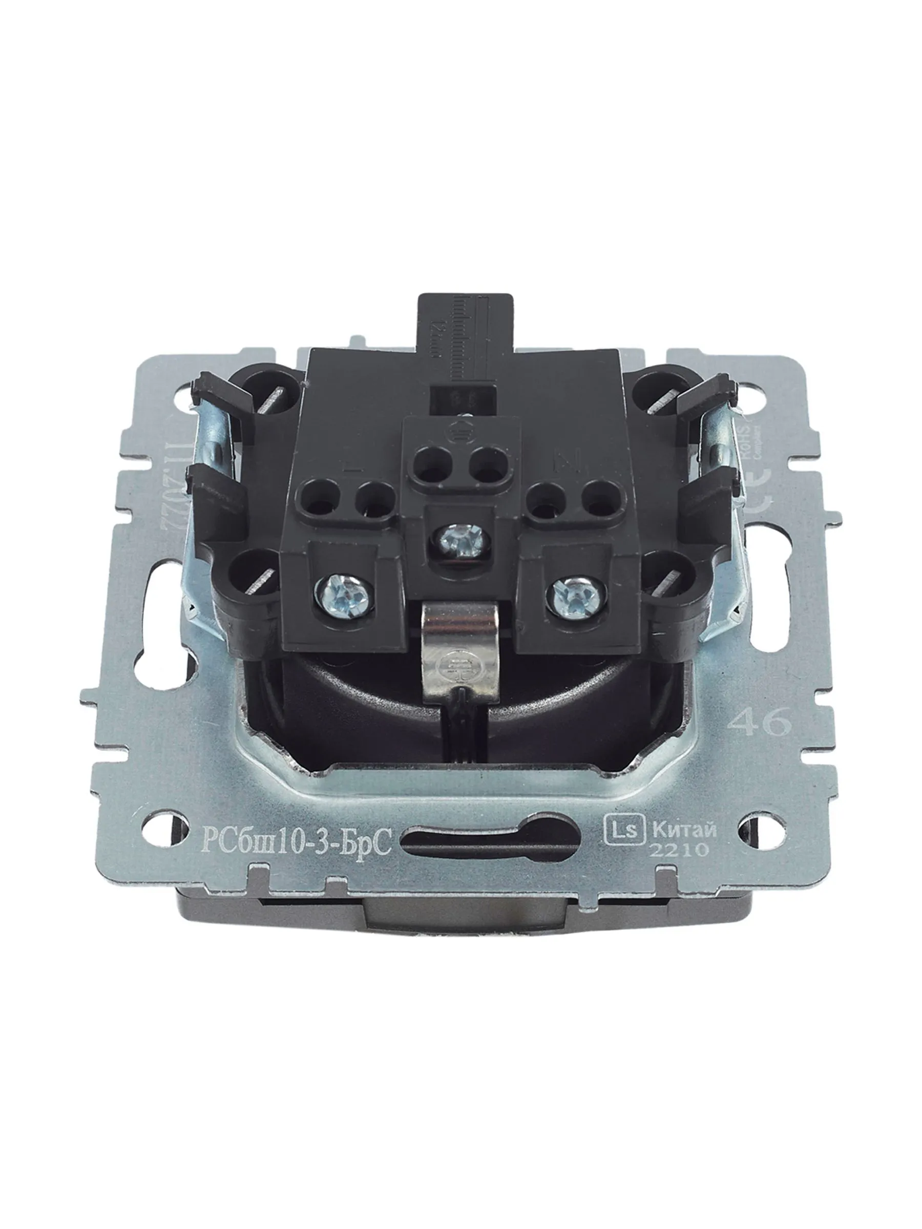 BRITE Розетка 1-местная с заземлением с защитными шторками и крышкой 16А IP20 РСбш10-3-БрС сталь IEK - Фото 4