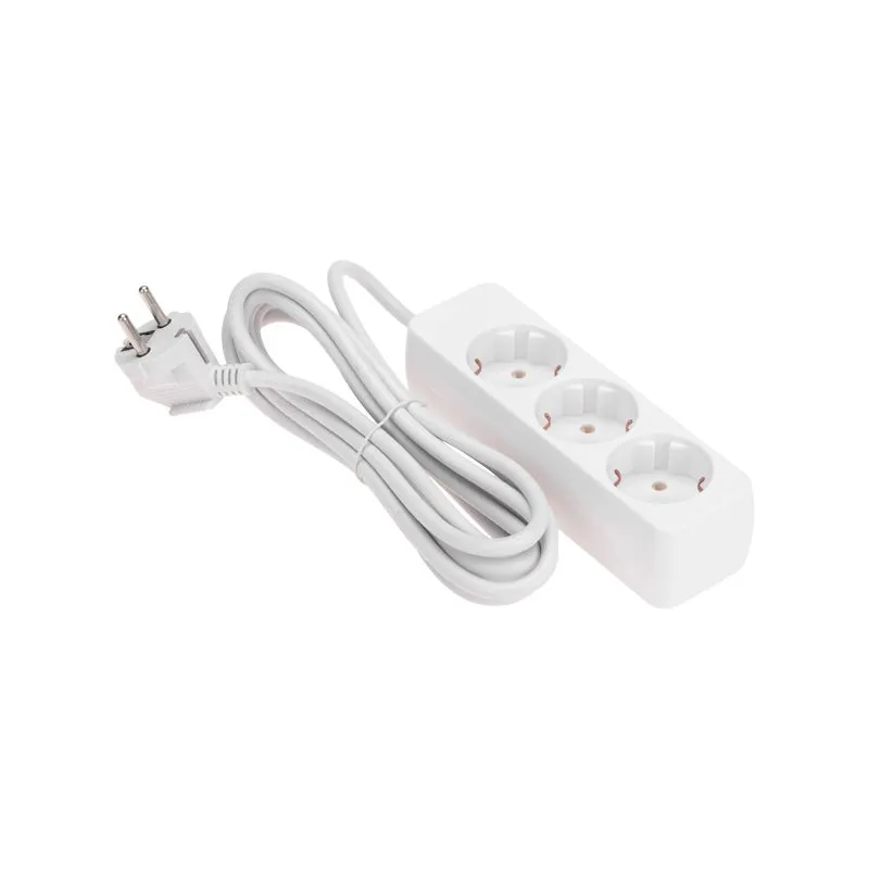 Удлинитель 3 гнезда, 3м, 3х0,75мм², с/з, белый  PROconnect
