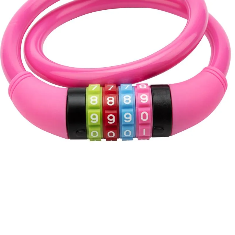 Тросовый кодовый замок взломостойкий для велосипедов и колясок 65 см розовый - Фото 2