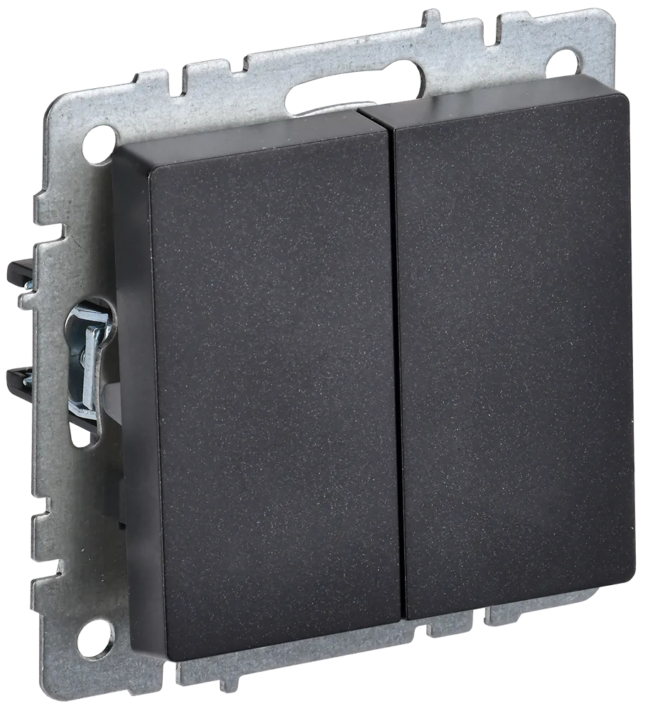 BRITE Выключатель 2-клавишный 10А ВС10-2-0-БрЧ черный IEK BR-V20-0-10-K02