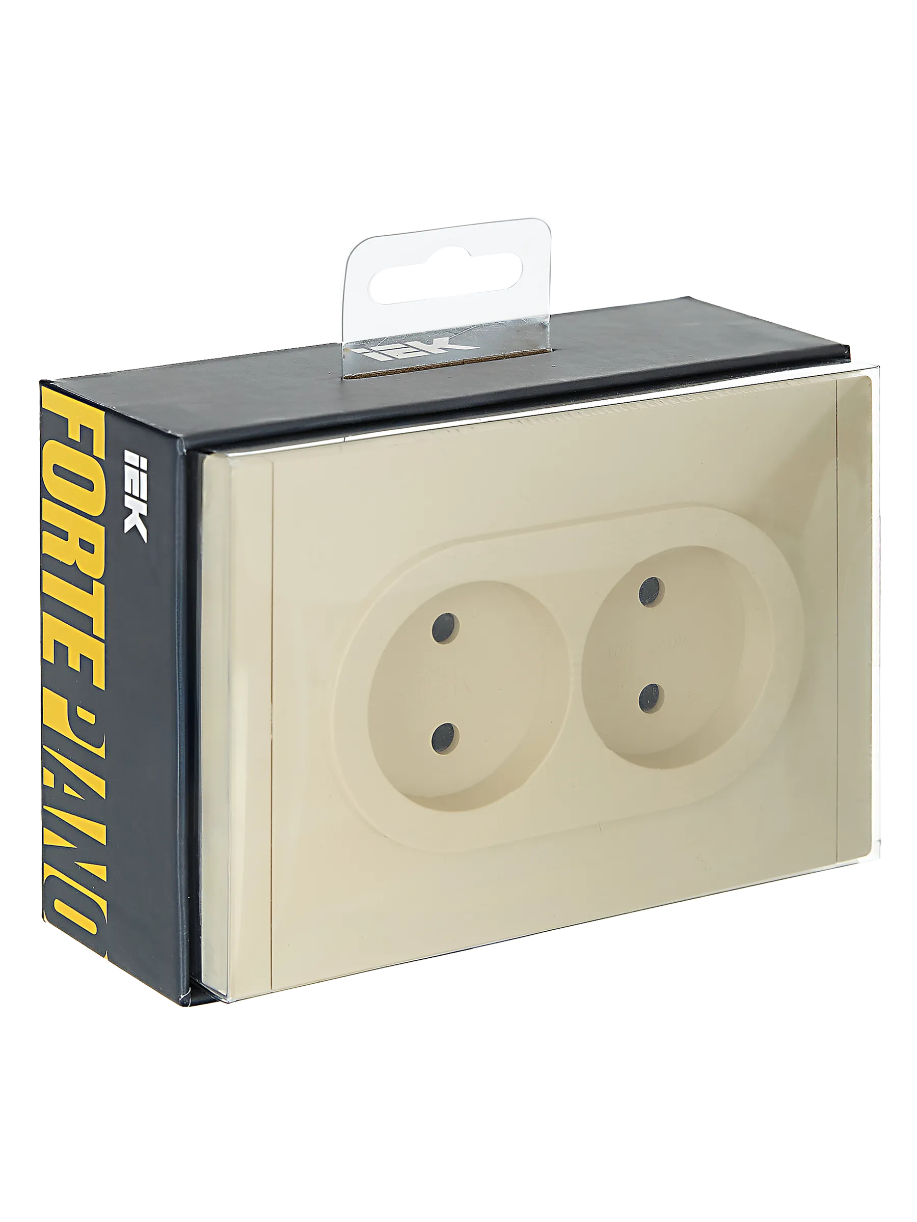 FORTE&PIANO Розетка 2-местная без заземления без защитных шторок безвинтовое крепление 10А FP426 ваниль IEK - Фото 2