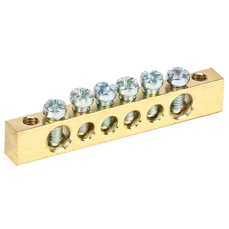 Шина PEN «земля-ноль» 6х9мм 6/2 (6 групп/крепеж по краям) REXANT 11-2365