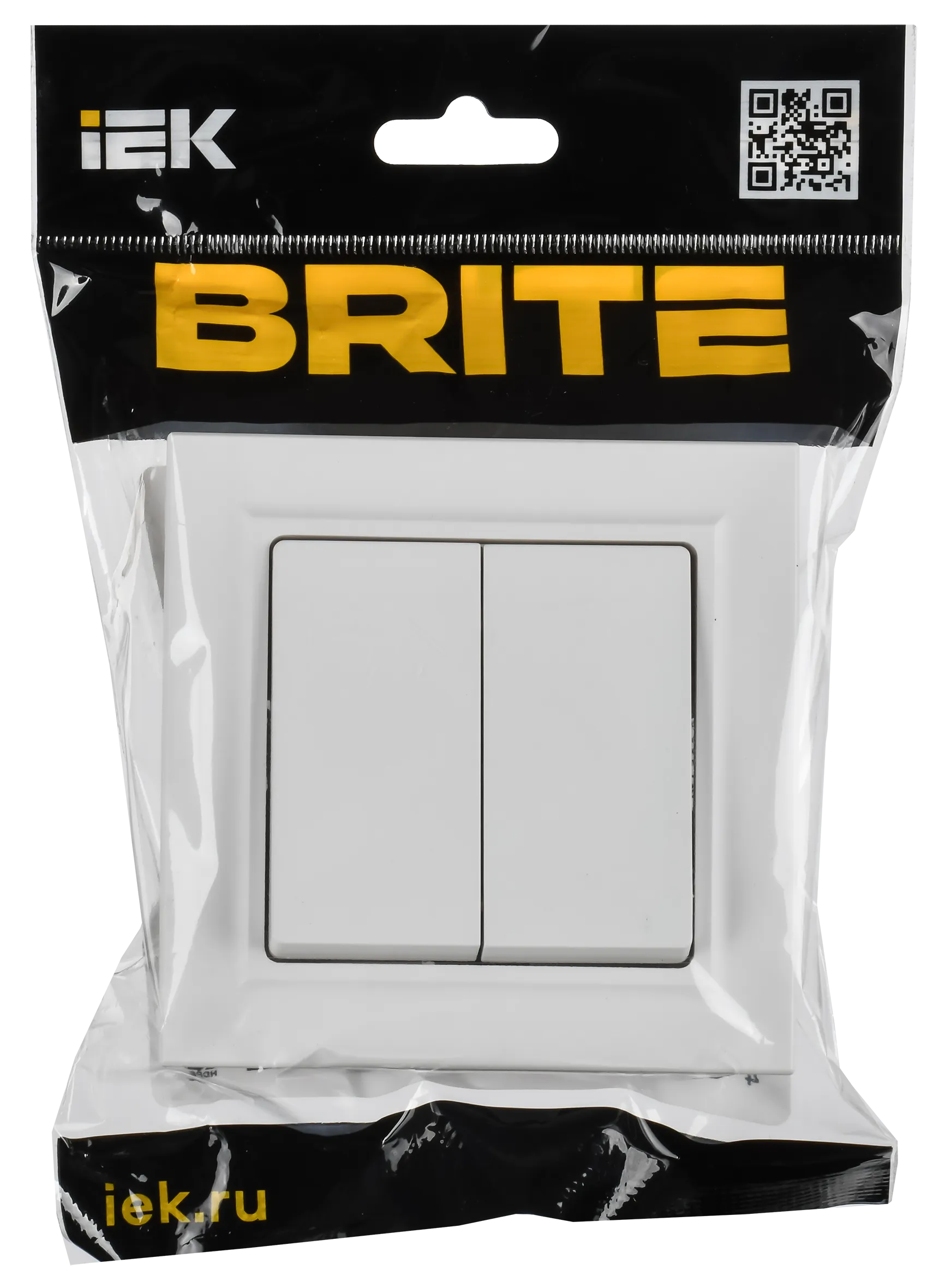 BRITE Выключатель 2-клавишный 10А в сборе ВСР10-2-0-БрАБ арктический белый IEK для электромонтажа - Фото 2