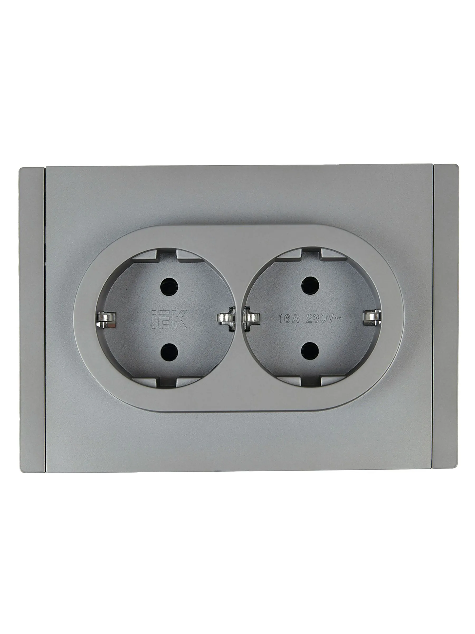 FORTE&PIANO Розетка 2-местная с заземлением без защитных шторок безвинтовое крепление 16А FP524 сталь IEK - Фото 5