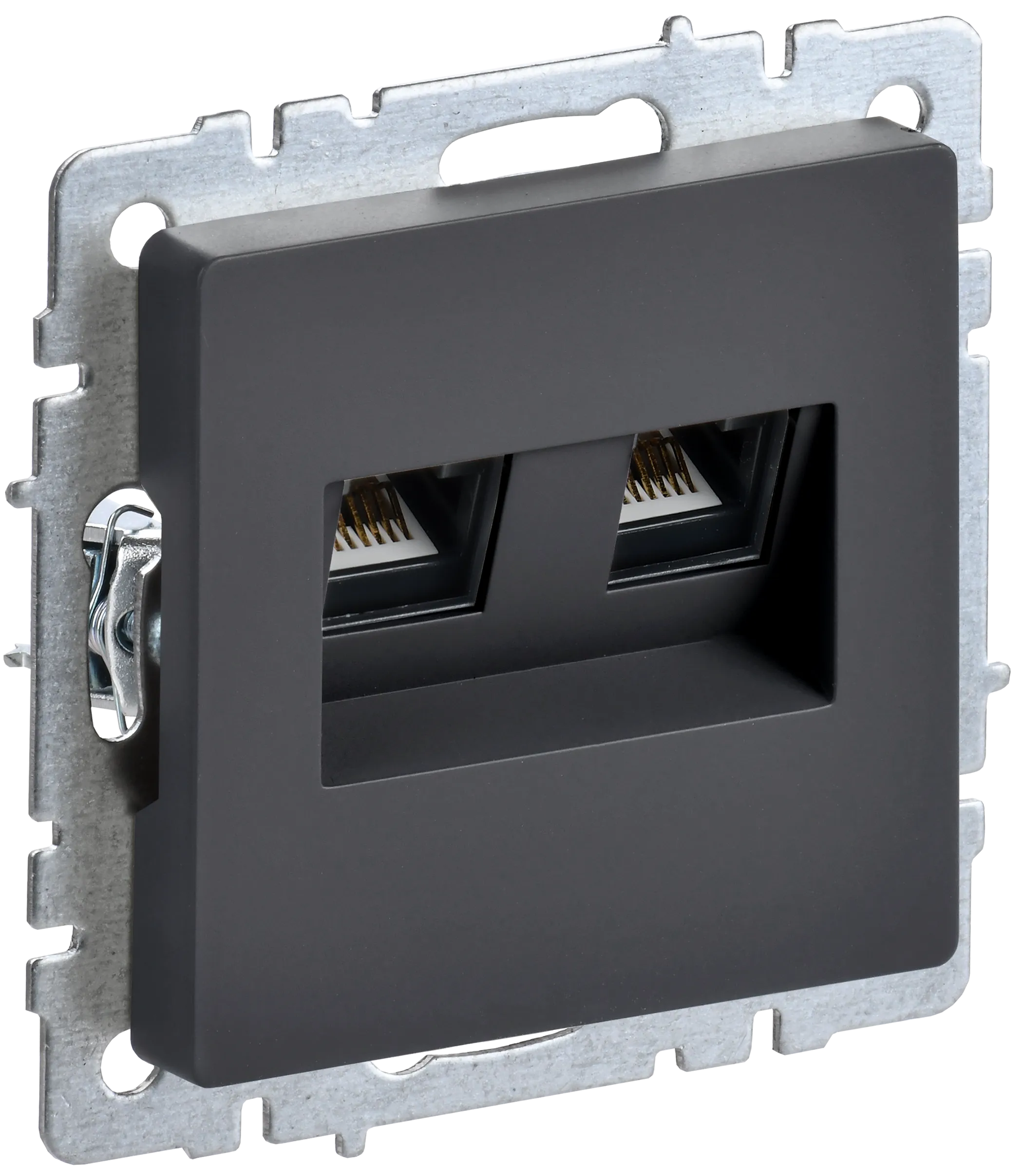 BRITE Розетка двойная RJ11+RJ45 кат.5E РК/Т12-БрГ графит IEK