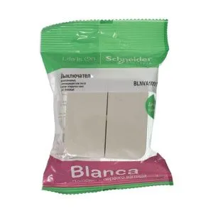 Выключатель 2-кл. ОП Blanca 10А IP20 (сх. 5) 250В с изолир. пластиной беж. SE BLNVA105017 520095