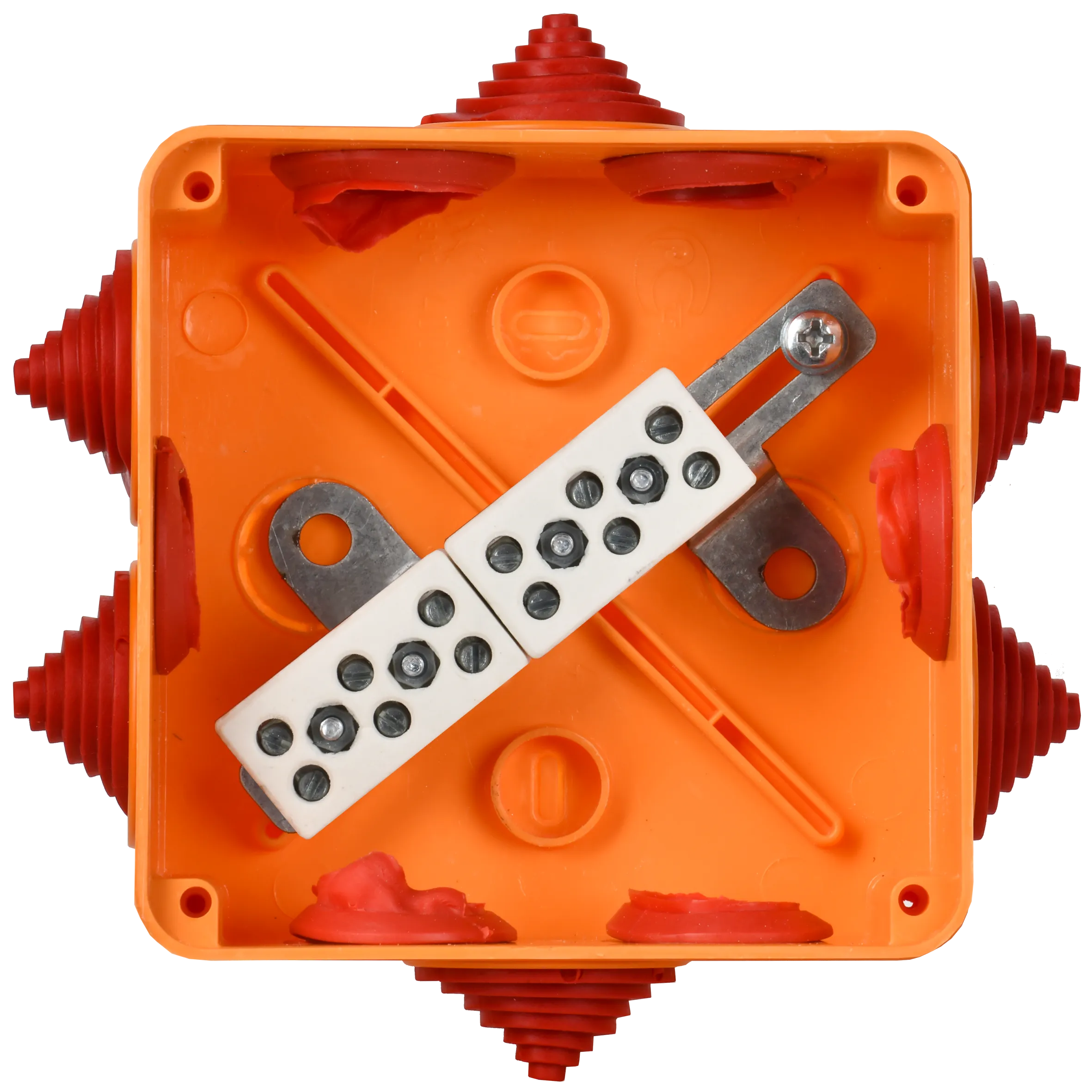 Коробка распаячная огнестойкая ПС безгалогенная (HF) 100х100х50мм 6P 4мм2 IP55 6 вводов IEK - Фото 2