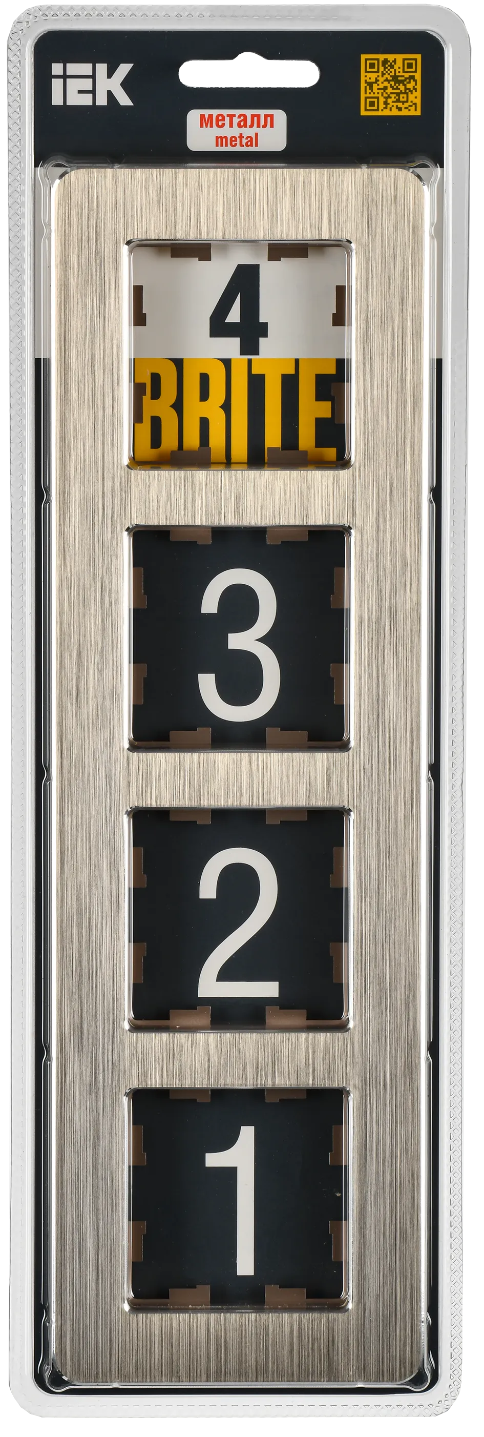 BRITE Рамка 4-местная РУ-4-1-Бр металл шампань RE AL IEK - Фото 2