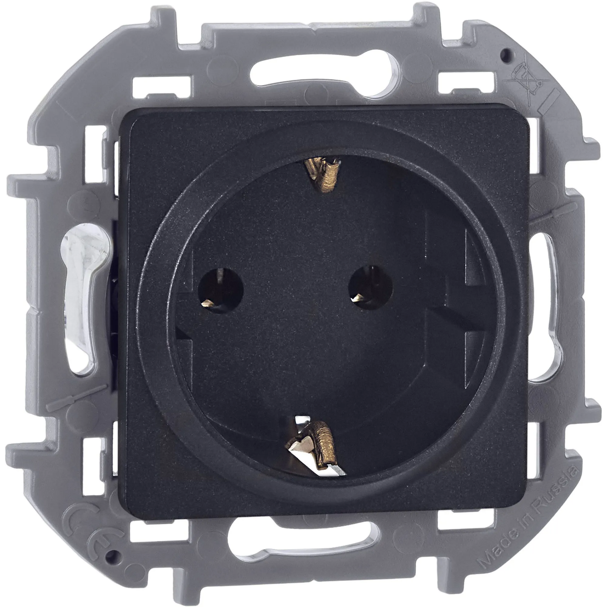 INSPIRIA Розетка 1-местная с заземлением без защитных шторок 16А антрацит 673723