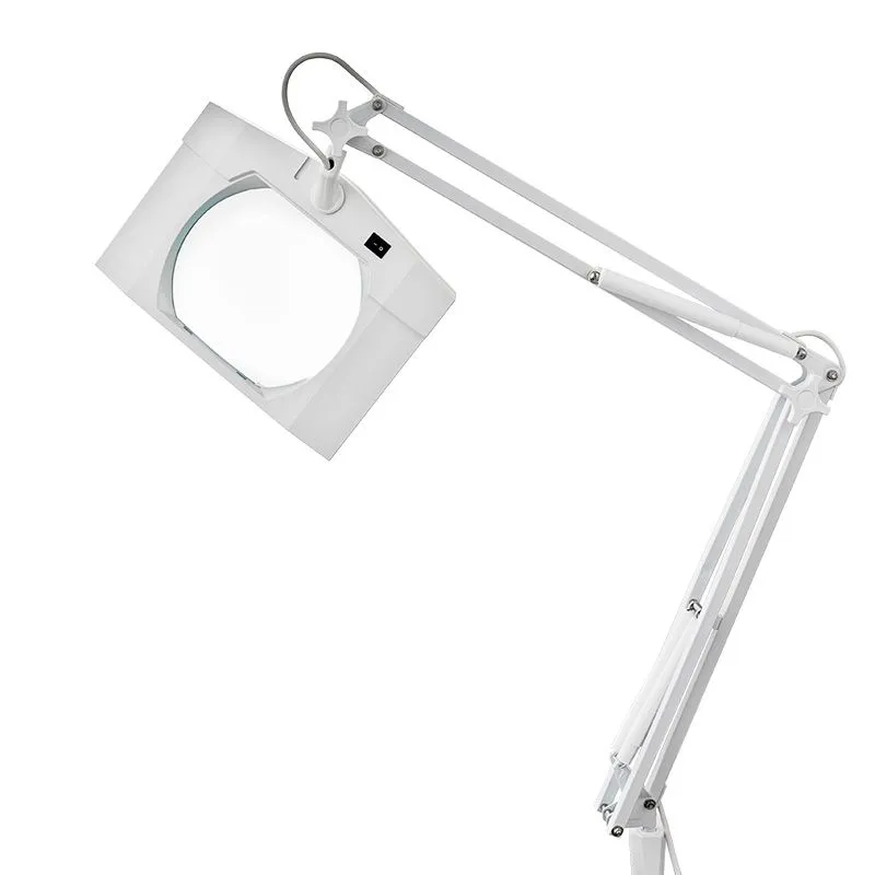 Лупа на струбцине квадратная 3D с подсветкой, 150х180мм, белая REXANT