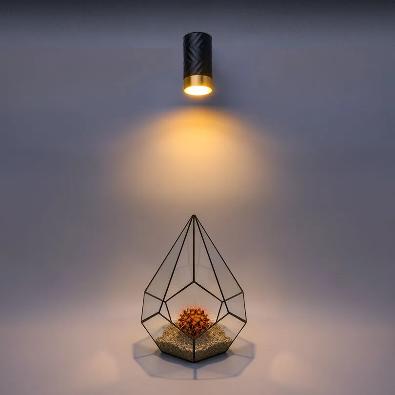 Накладной светильник WOLTA WSL-GU10/09BG IP20 под лампу GU10 Чёрный/золото LINEA D55x100 1/100 - Фото 2