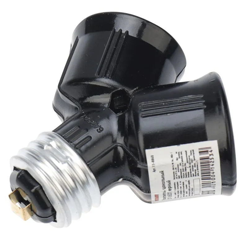 Разветвитель цокольный Е27-2хЕ27 черный REXANT - Фото 2