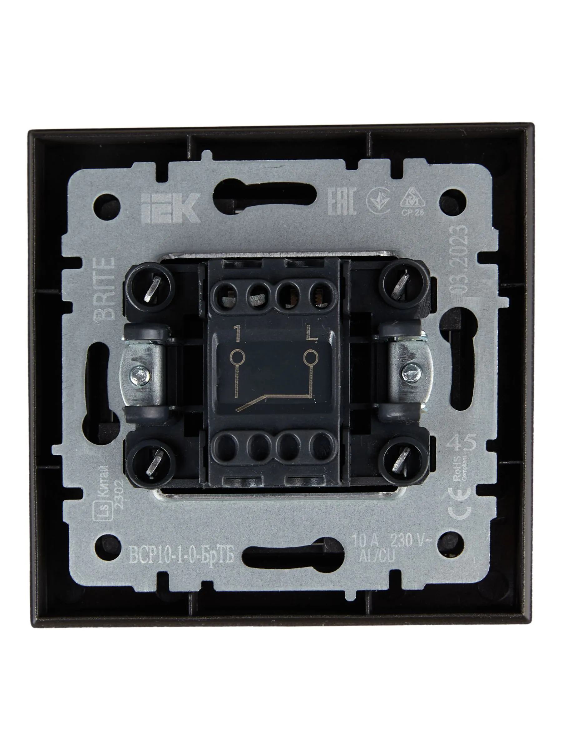BRITE Выключатель 1-клавишный 10А в сборе ВСР10-1-0-БрТБ темная бронза IEK - Фото 6