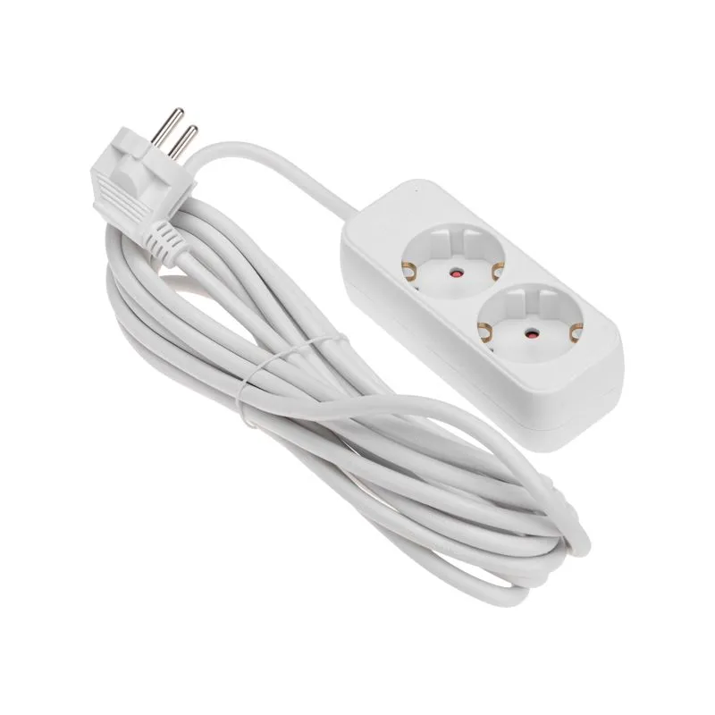 Удлинитель STANDARD 2 гнезда, 5м, 3х1,0мм², с/з, белый REXANT - Фото 2