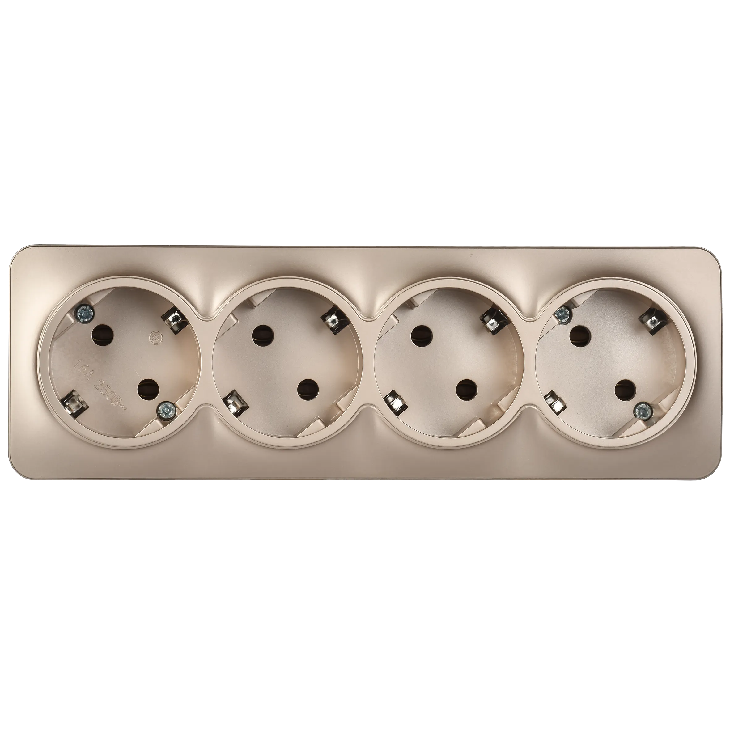 GLORY Розетка 4-местная для открытой установки с заземлением без защитных шторок 16А РС24-3-ХШм шампань матовый IEK - Фото 3