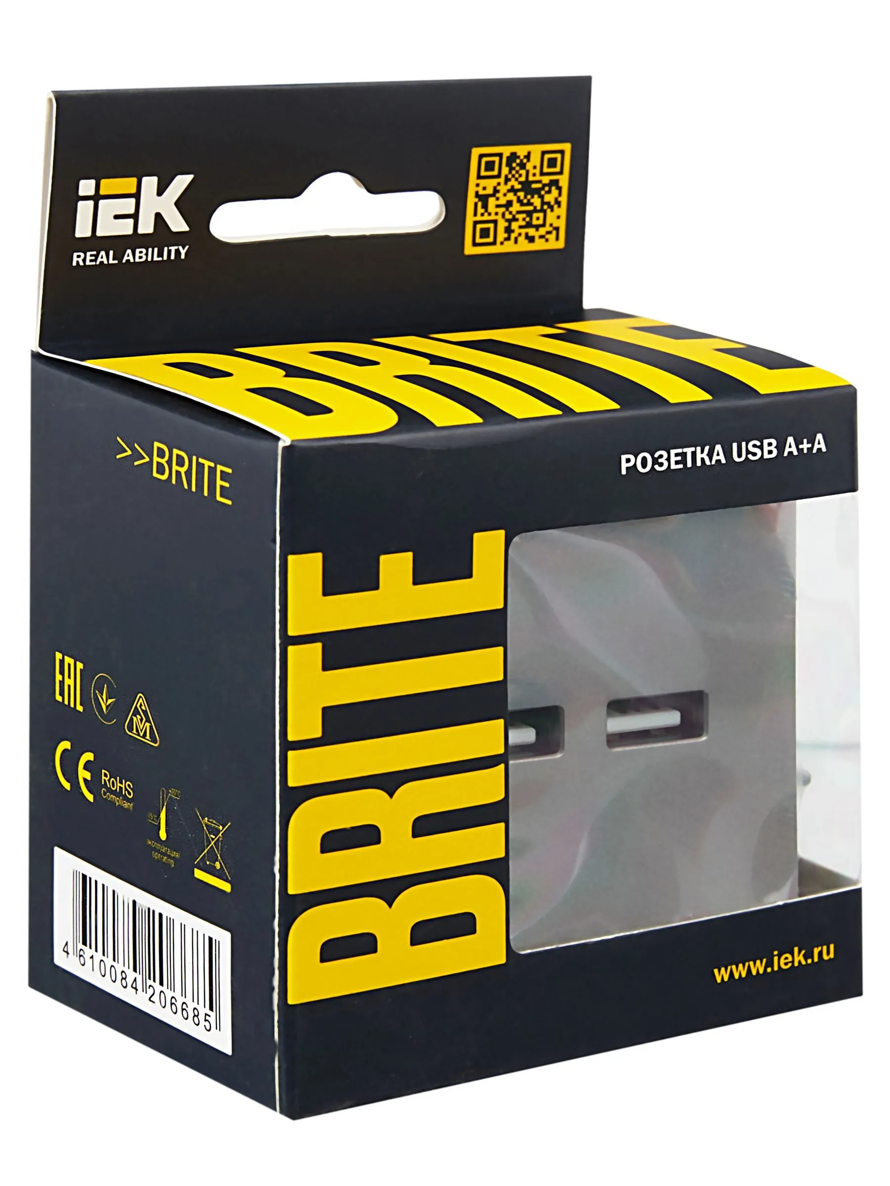 BRITE Розетка USB A+A 5В 3,1А РЮ10-1-БрС сталь IEK - Фото 2