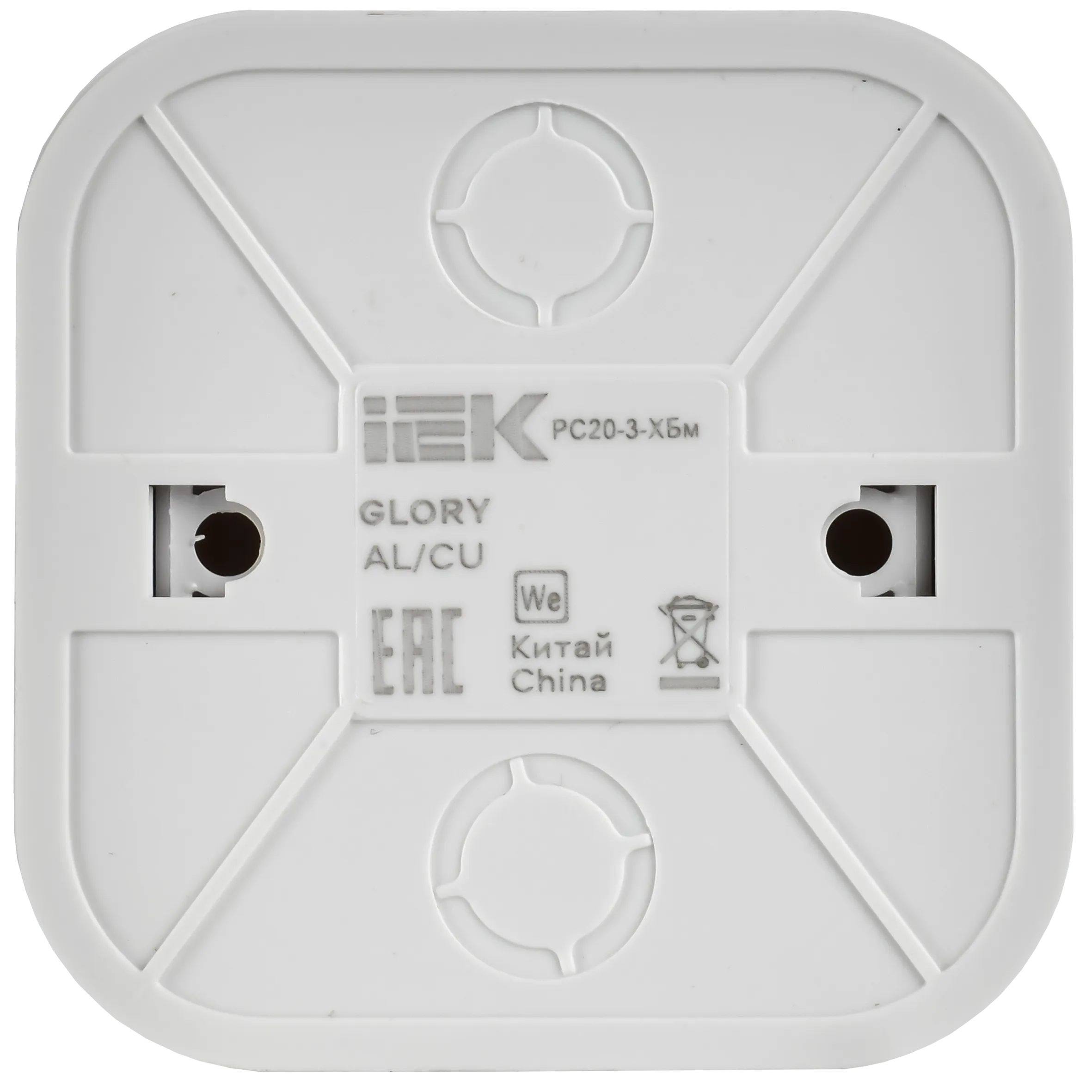 GLORY Розетка 1-местная для открытой установки с заземлением без защитных шторок 16А РС20-3-ХБм белый матовый IEK - Фото 5