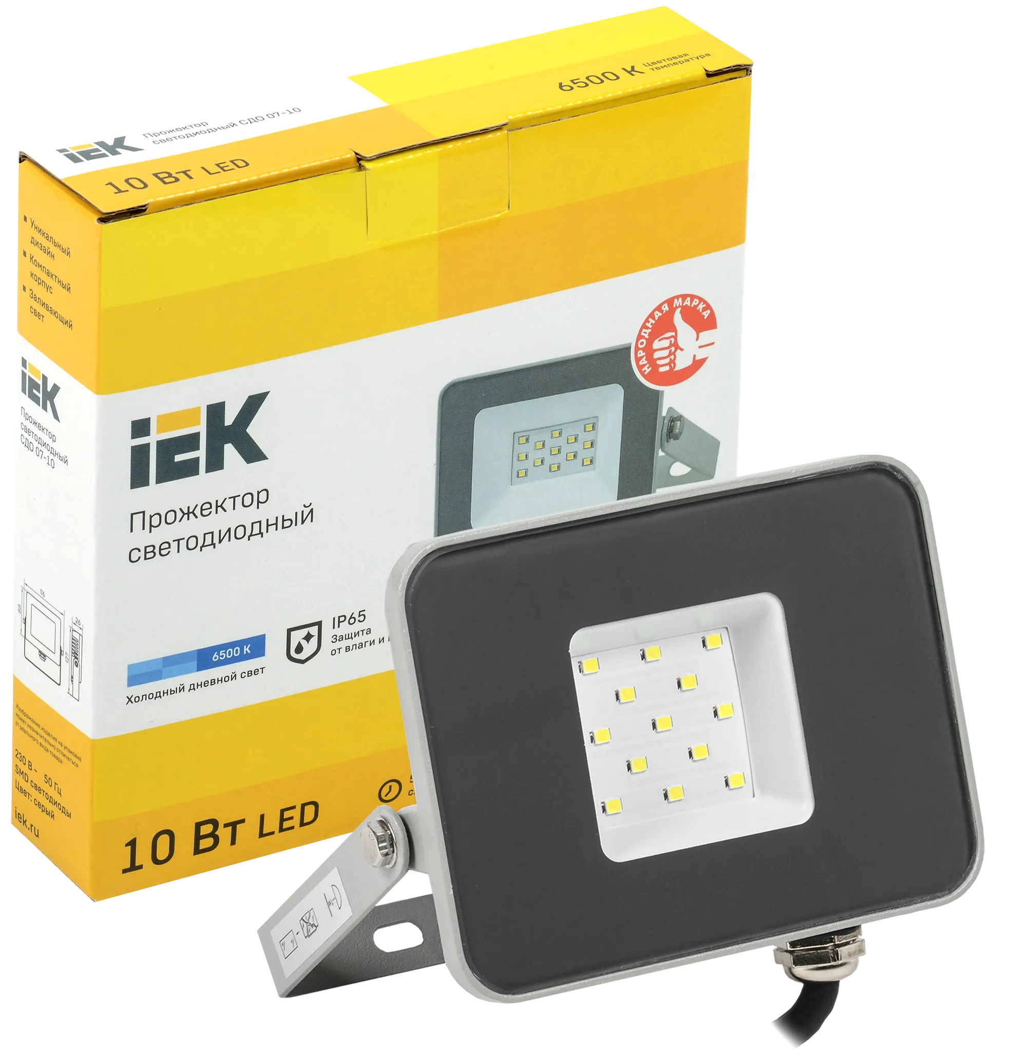Прожектор светодиодный СДО 07-10 IP65 серый IEK