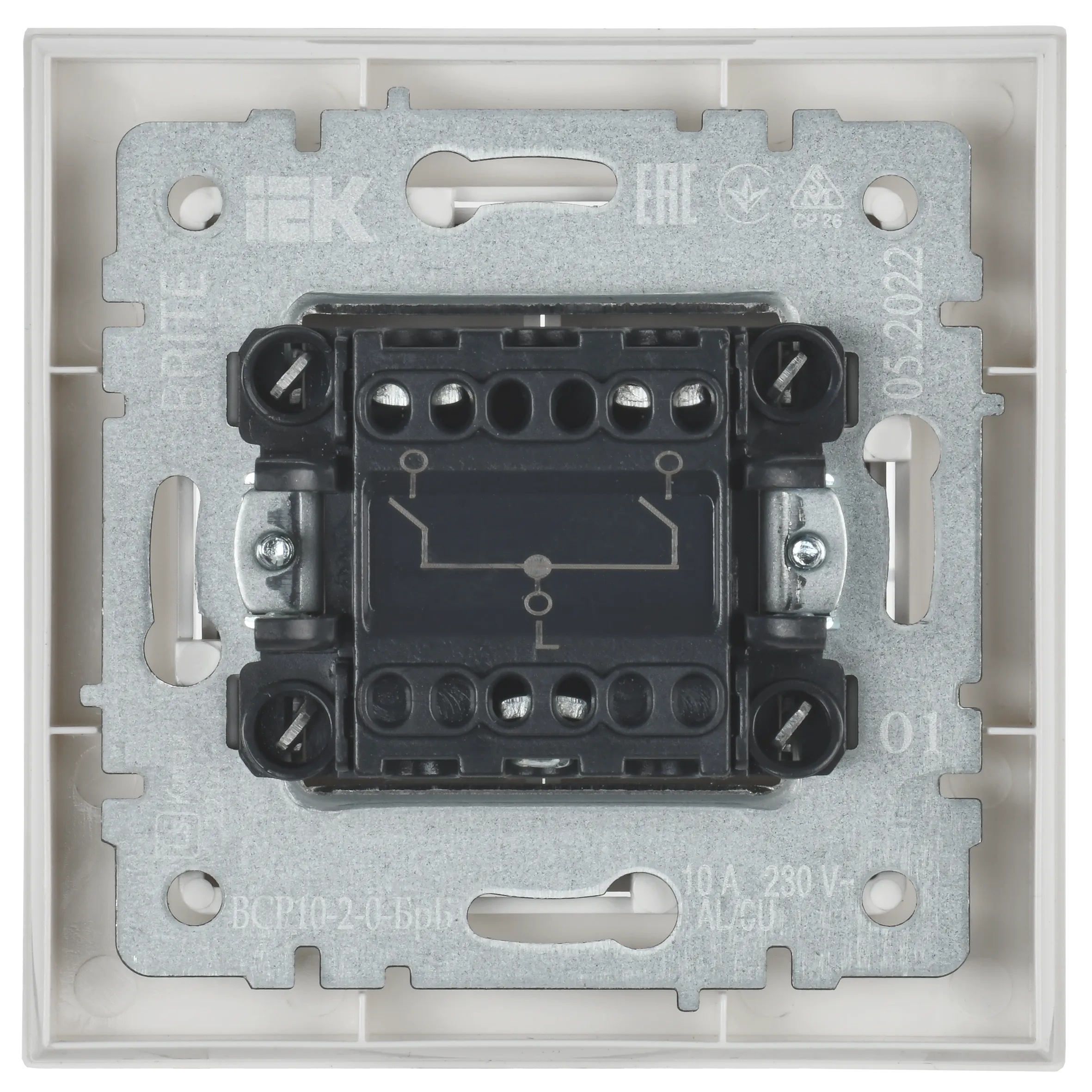 BRITE Выключатель 2-клавишный 10А в сборе ВСР10-2-0-БрБ белый IEK - Фото 3