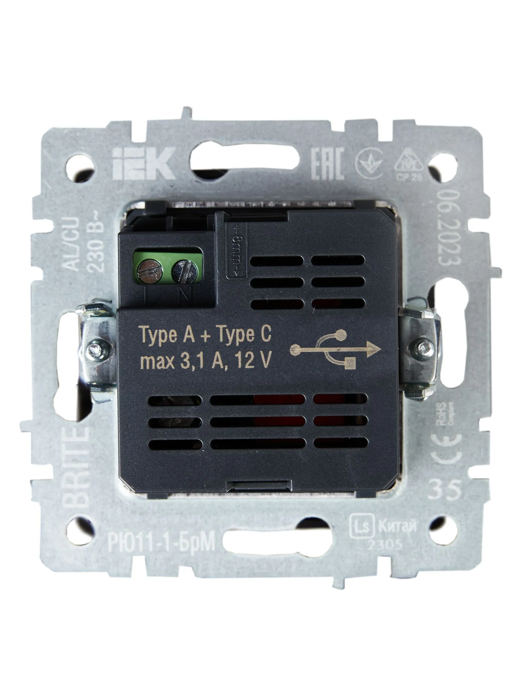 BRITE Розетка USB A+C 18Вт РЮ11-1-БрМ маренго IEK - Фото 4