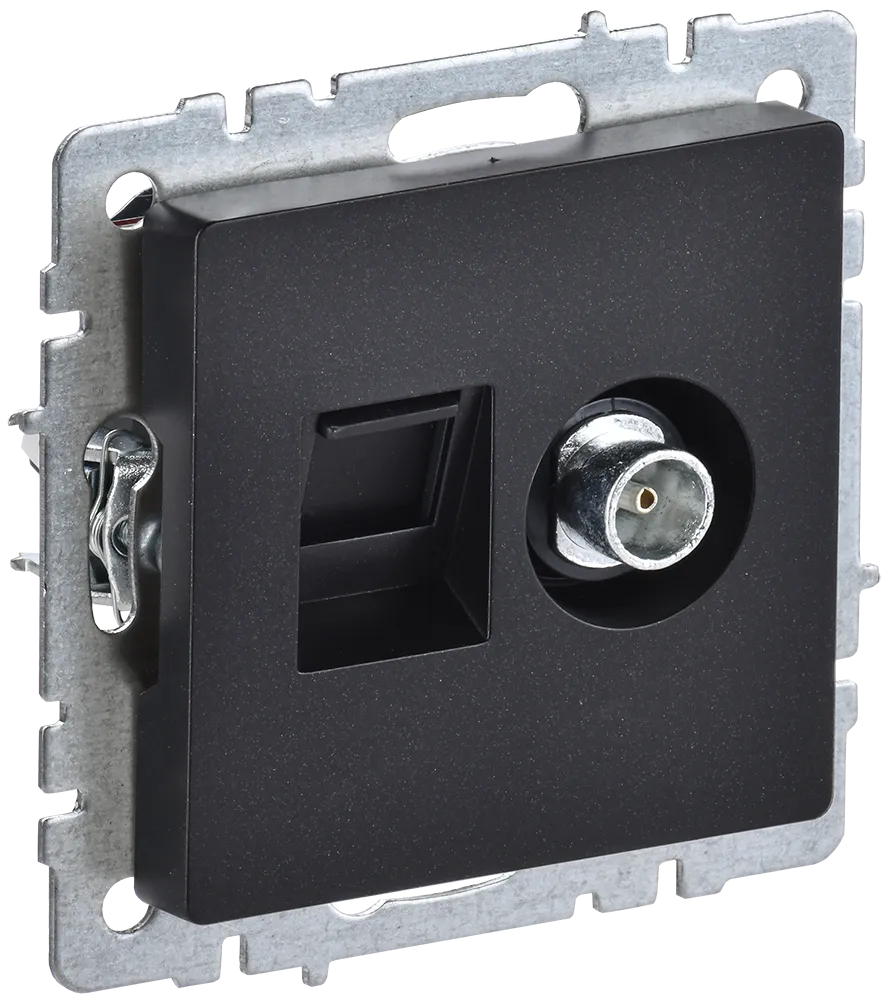 BRITE Розетка двойная TV+RJ45 кат.5E РТВ/РК12-БрЧ черный IEK