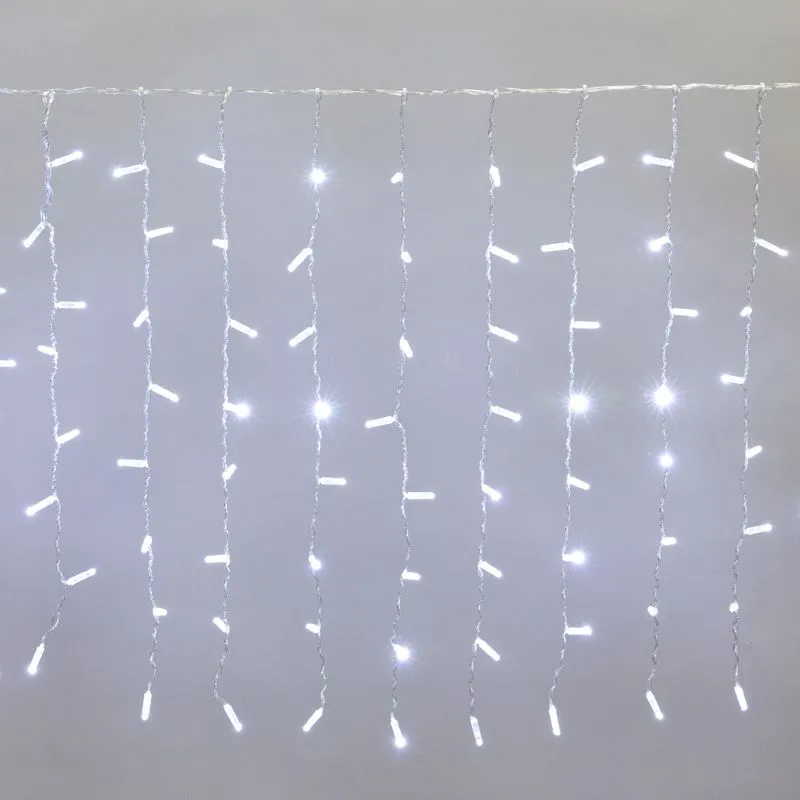 Гирлянда светодиодная Занавес 2x0,8м 160 LED БЕЛЫЙ прозрачный ПВХ IP65 постоянное свечение 230В нужен блок 303-500-1 NEON-NIGHT 235-105