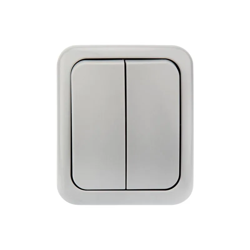 Выключатель двухклавишный Mini OG IP54 о/у, серый KRANZ - Фото 2