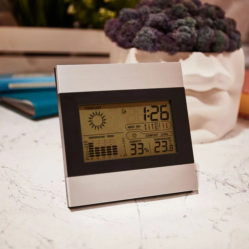 Метеостанция комнатная с алюминиевой рамкой REXANT - Фото 2