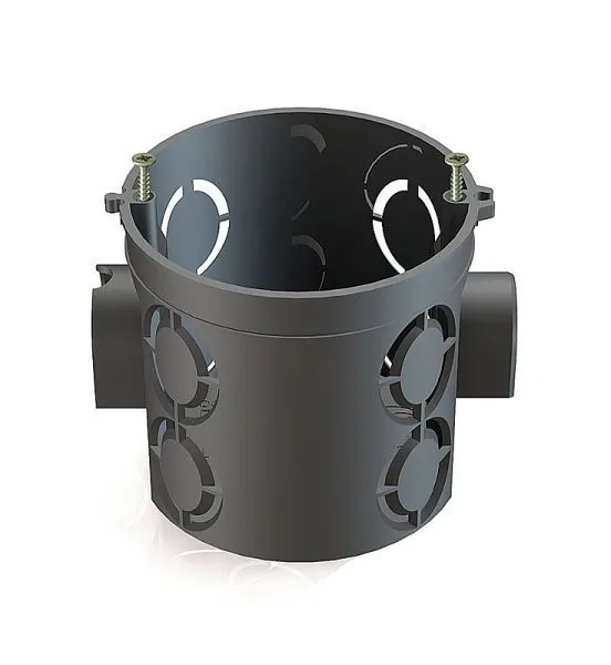 Коробка установочная для кирпичных стен с саморезами 68мм*62мм (200шт) ЧЕРНАЯ