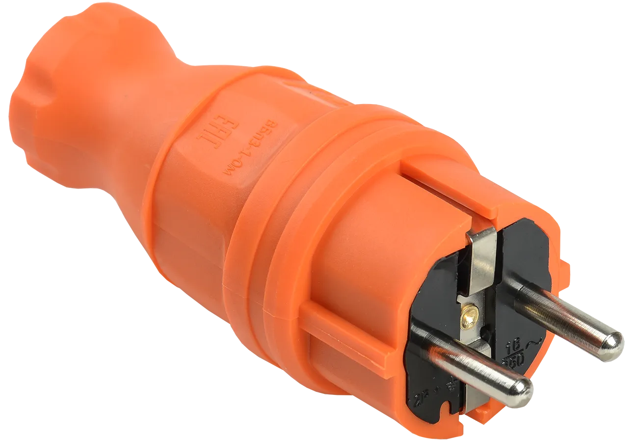 Вилка прямая ВБп3-1-0м IP44 ОМЕГА каучук оранжевая IEK