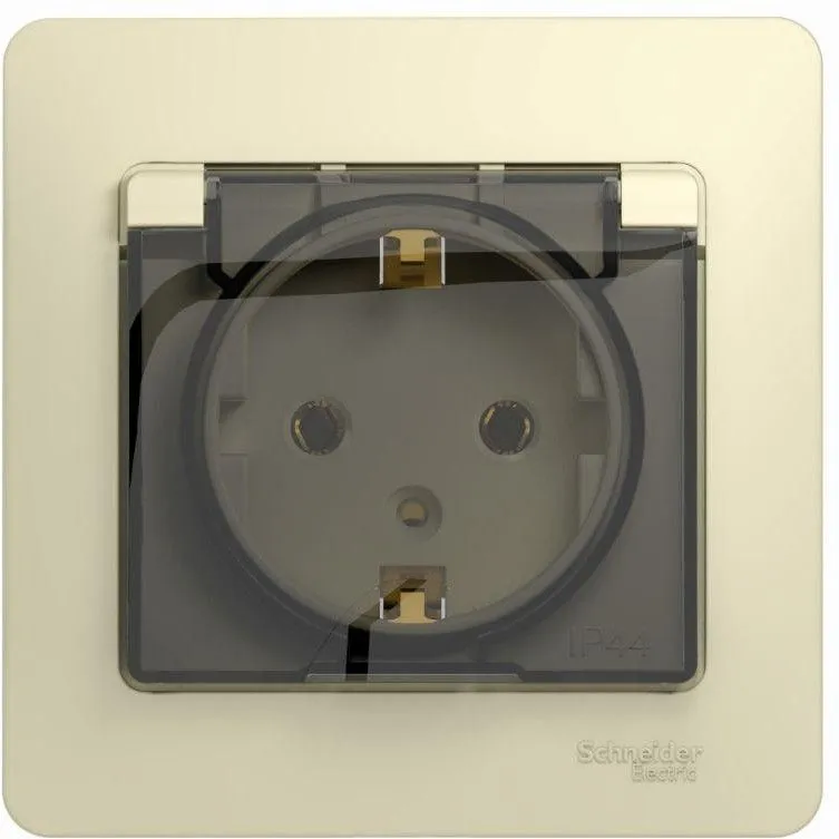 Розетка 1-м СП Glossa 16А IP20 с заземл. защ. шторки с крышкой в сборе беж. SE GSL000246