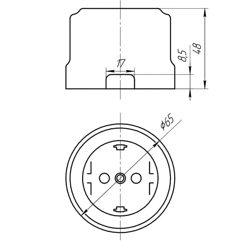 Розетка ретро с заземляющим контактом, цвет - коричневый - Фото 3