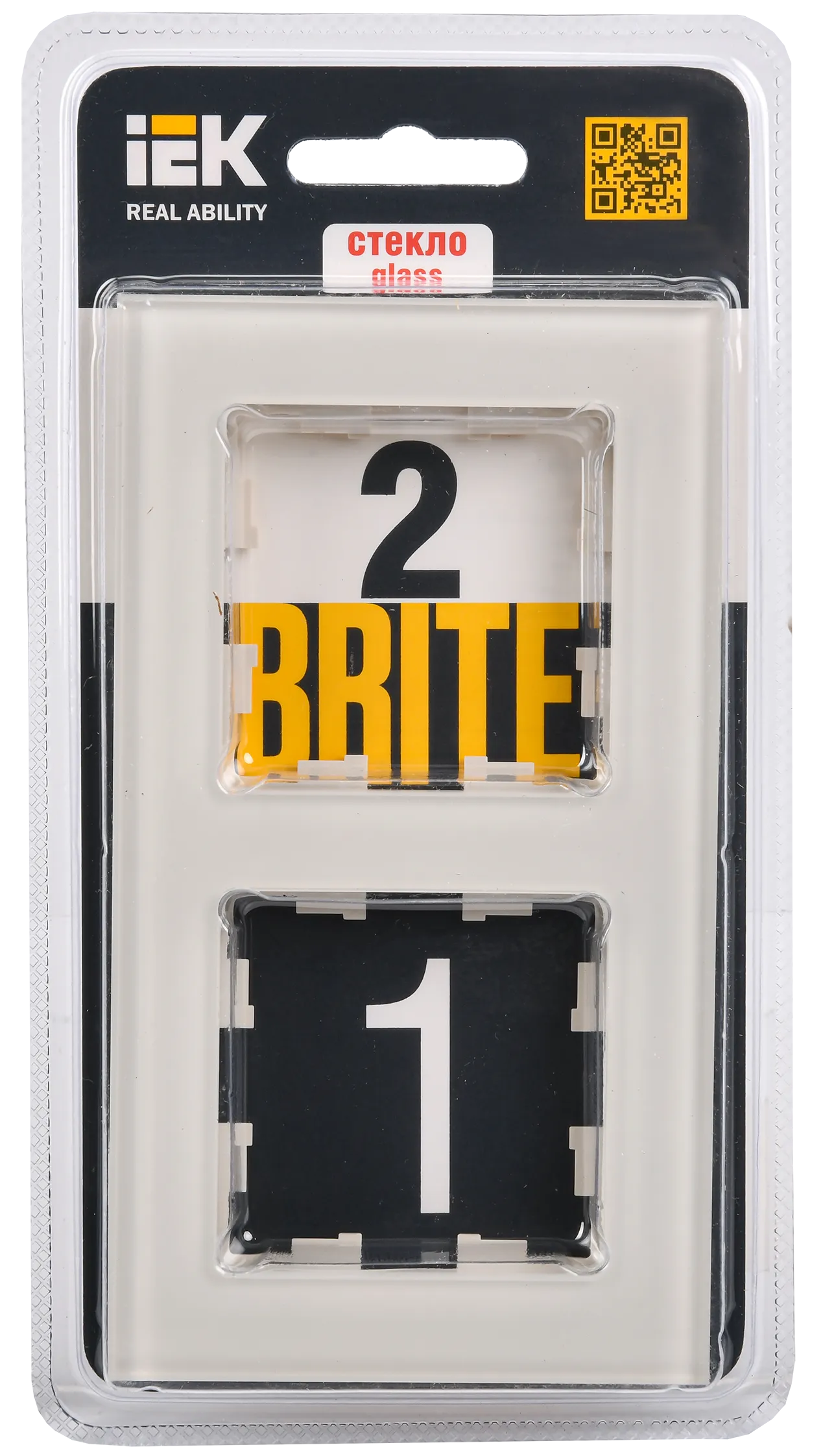 BRITE Рамка 2 -местная РУ-2-2-БрВа стекло ванильный IEK - Фото 2