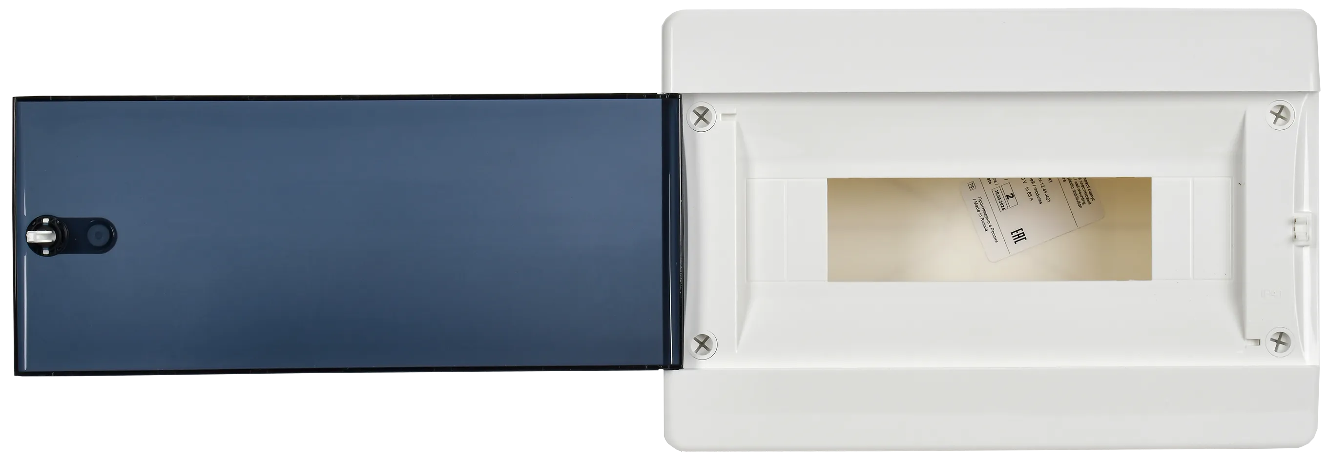 UNION Compact Корпус пластиковый БЕЛЫЙ ЩРН-П-12, IP41 черная прозрачная дверь IEK - Фото 4